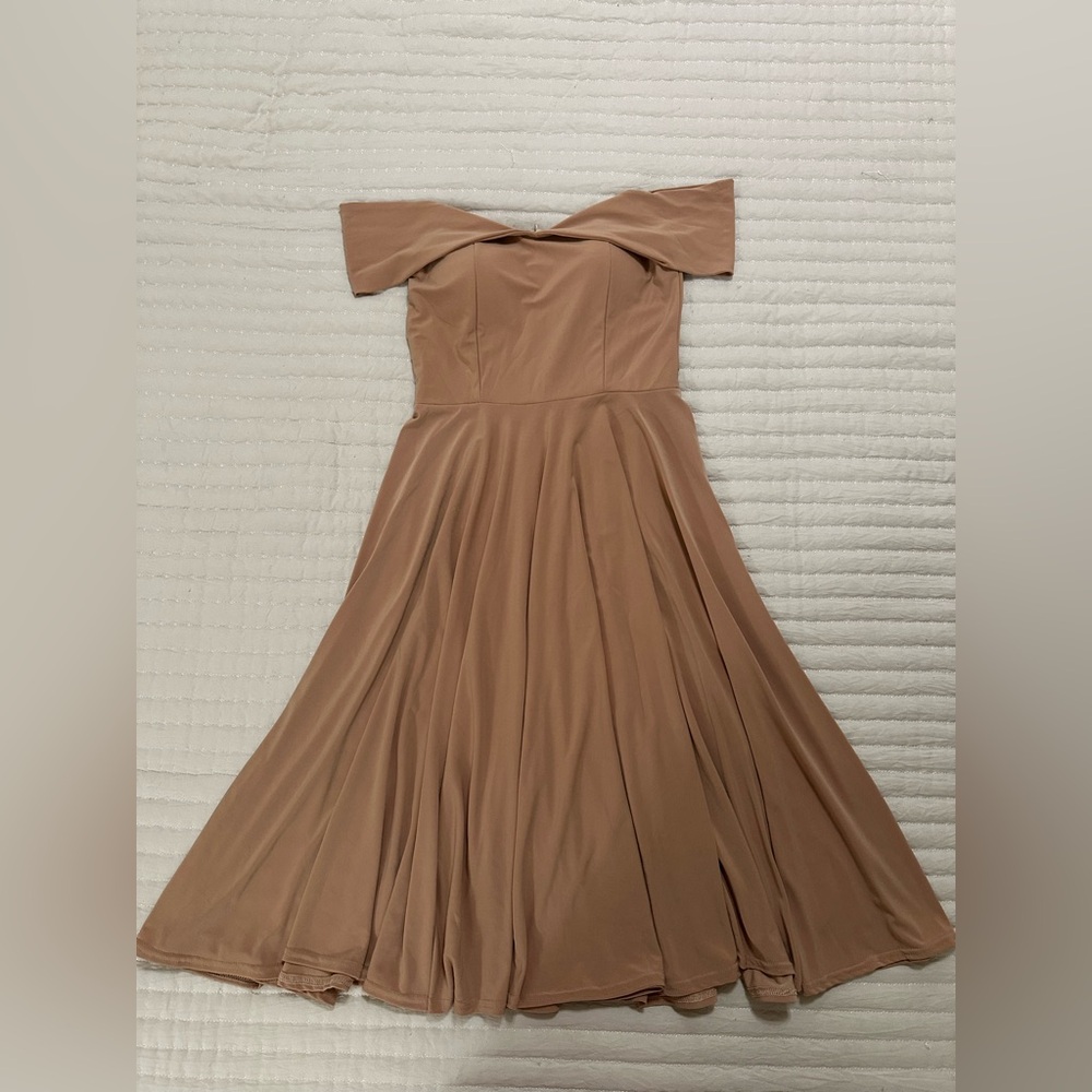 Elegant Brown Off-Shoulder Dress